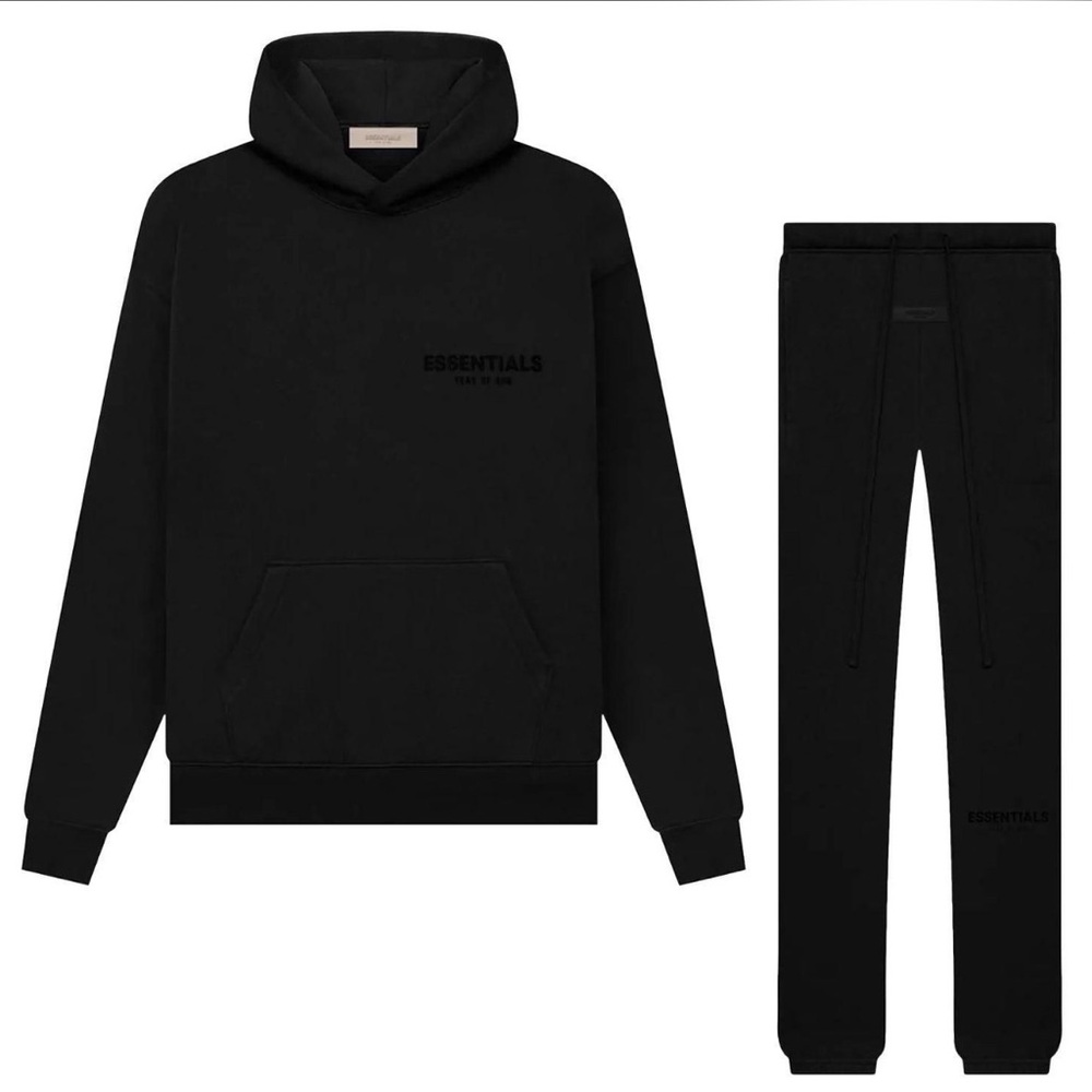 Essentials Jet Black Hoodie and sweats Authentic from PacSun